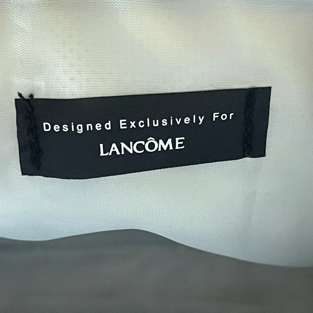 Lancome Pewter Lizard Embossed Cosmetic Bag Makeup Pouch Front‎ Pocket